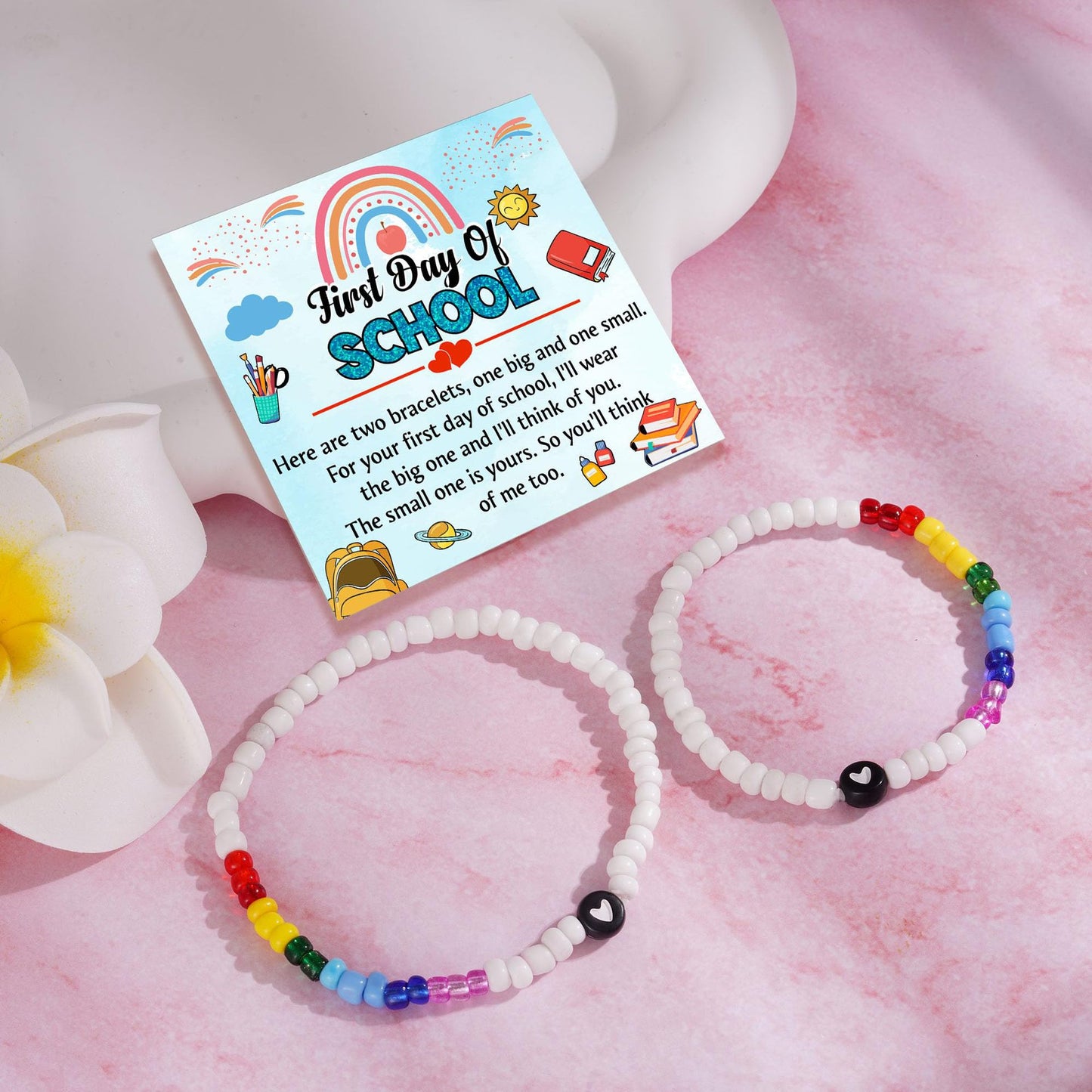 Colorful Bead Mother Daughter Golden Set Love Bracelets