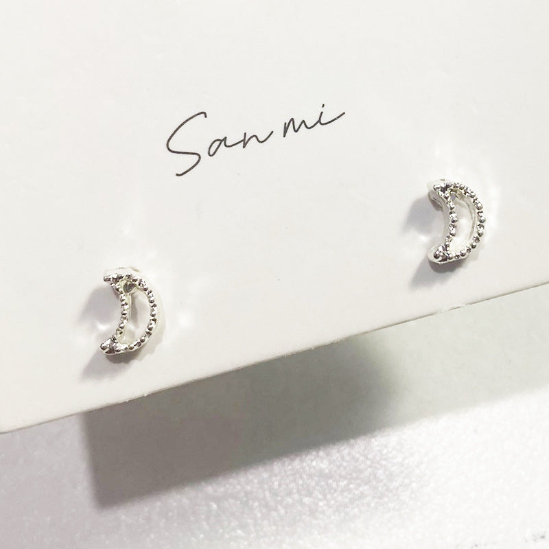 Fresh Plain Sier Plated Bow Female Small Simple Stud Earrings