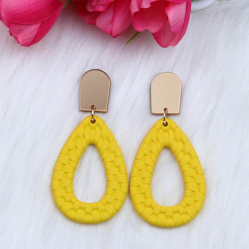 Women's Woven Pattern Drop-shaped Hollow Ear Acrylic Earrings