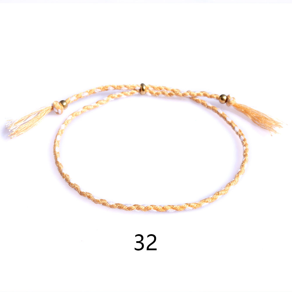 Women's & Men's Colorful Cotton String Friendship Copper Bead Bracelets