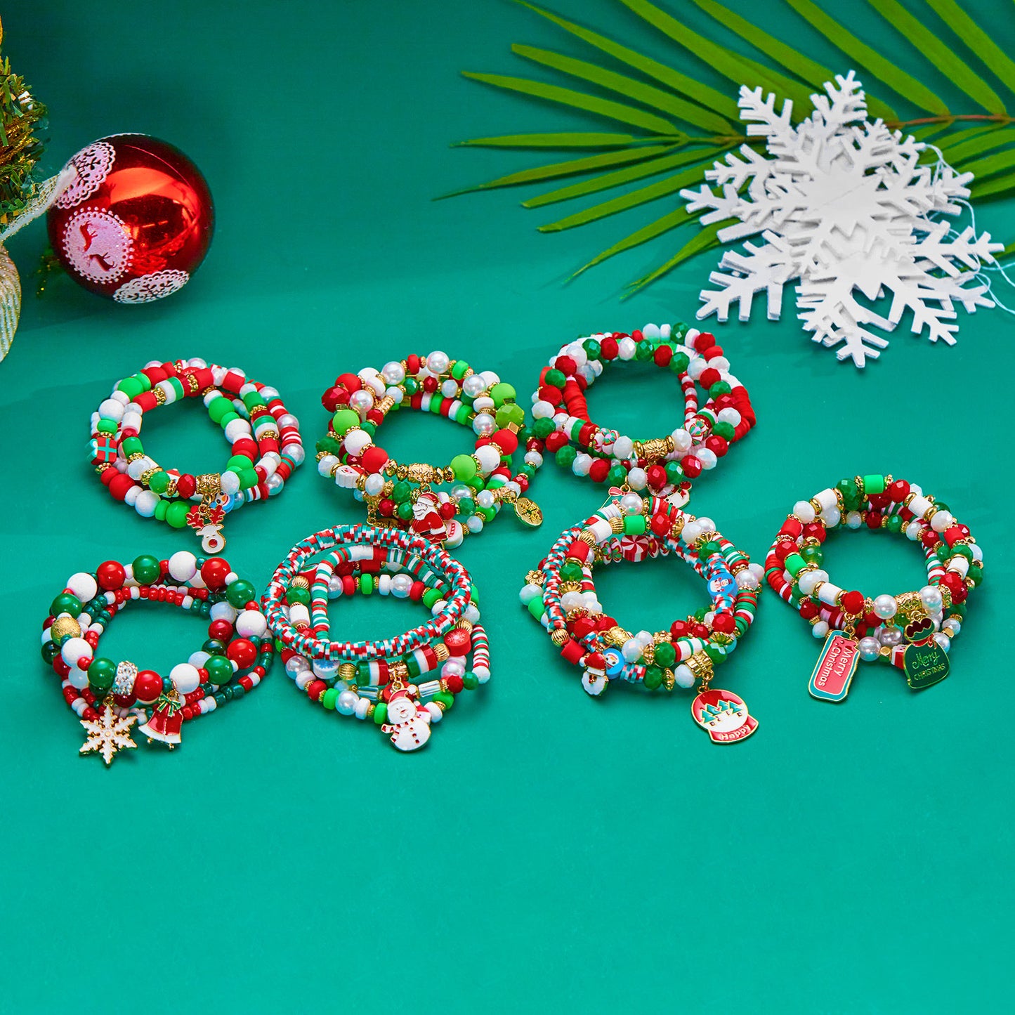 Christmas Element Suit Letter Beaded Polymer Bracelets