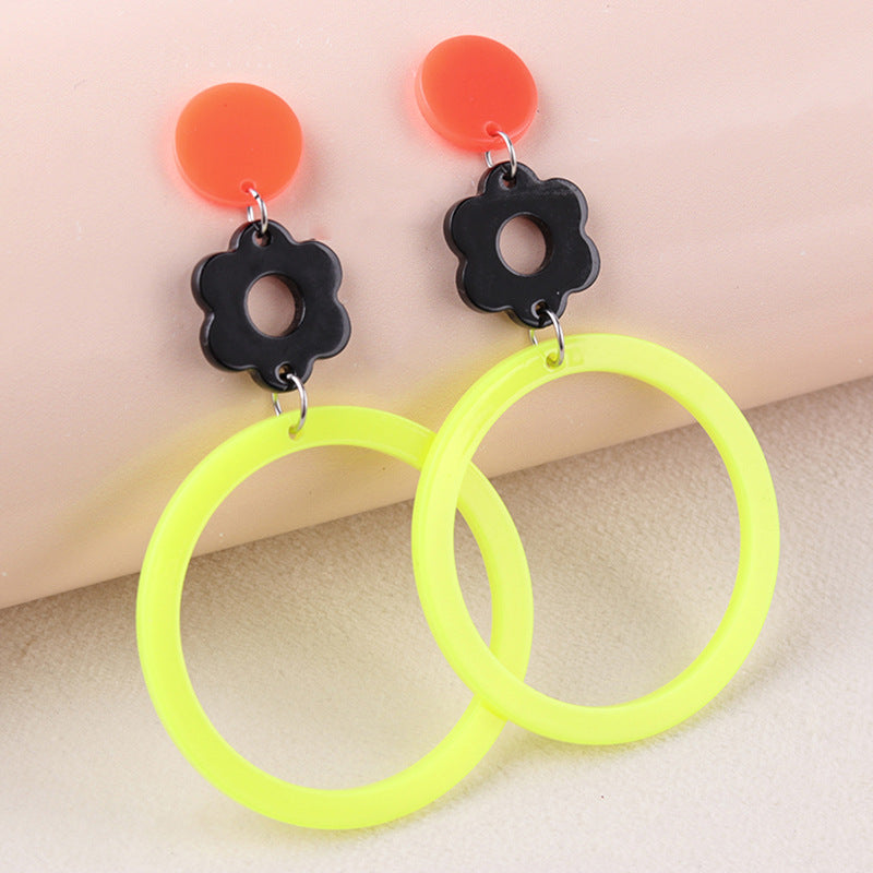 Women's Simple Geometric Round Acrylic Contrast Color Exaggerated Earrings