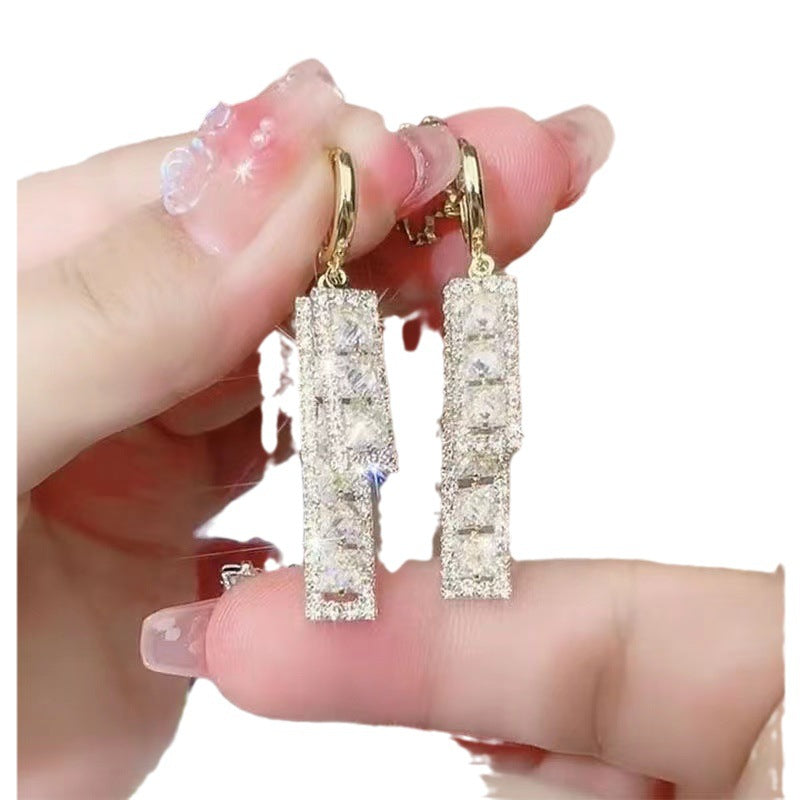 Women's Full Zircon Tassel For Light Luxury Earrings