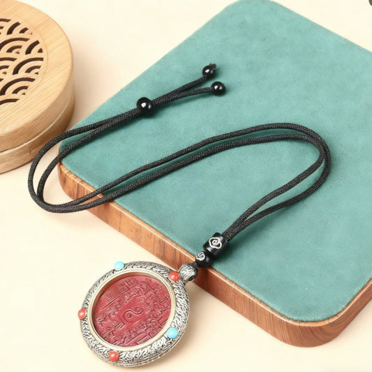 Raw Ore Cinnabar Mountain Ghost Spending Money Rotating Tibetan Pendants