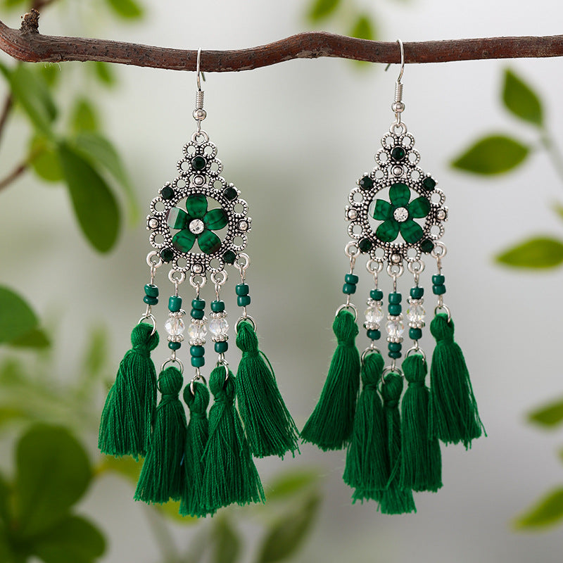 Diamond Tassel Fresh Vintage Scenic Spot Earrings