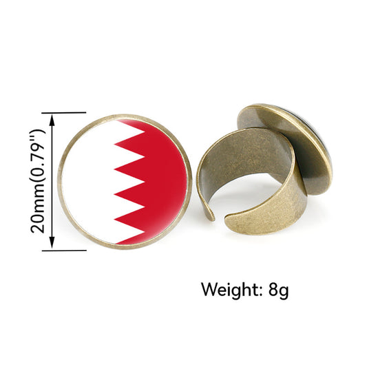 Asian Flags Vintage Open Bahrain Turkey Rings
