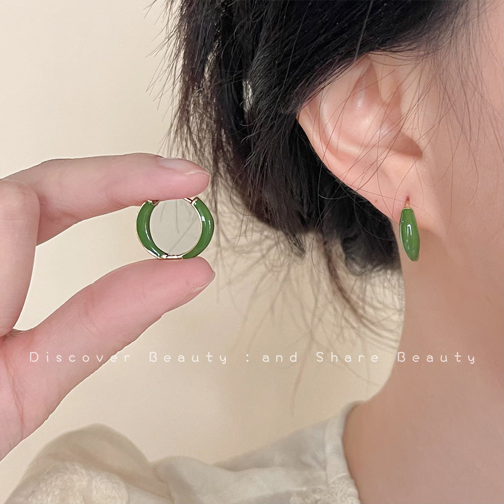 Emerald Zircon Light Luxury High-grade Geometric Temperament Palace Earrings