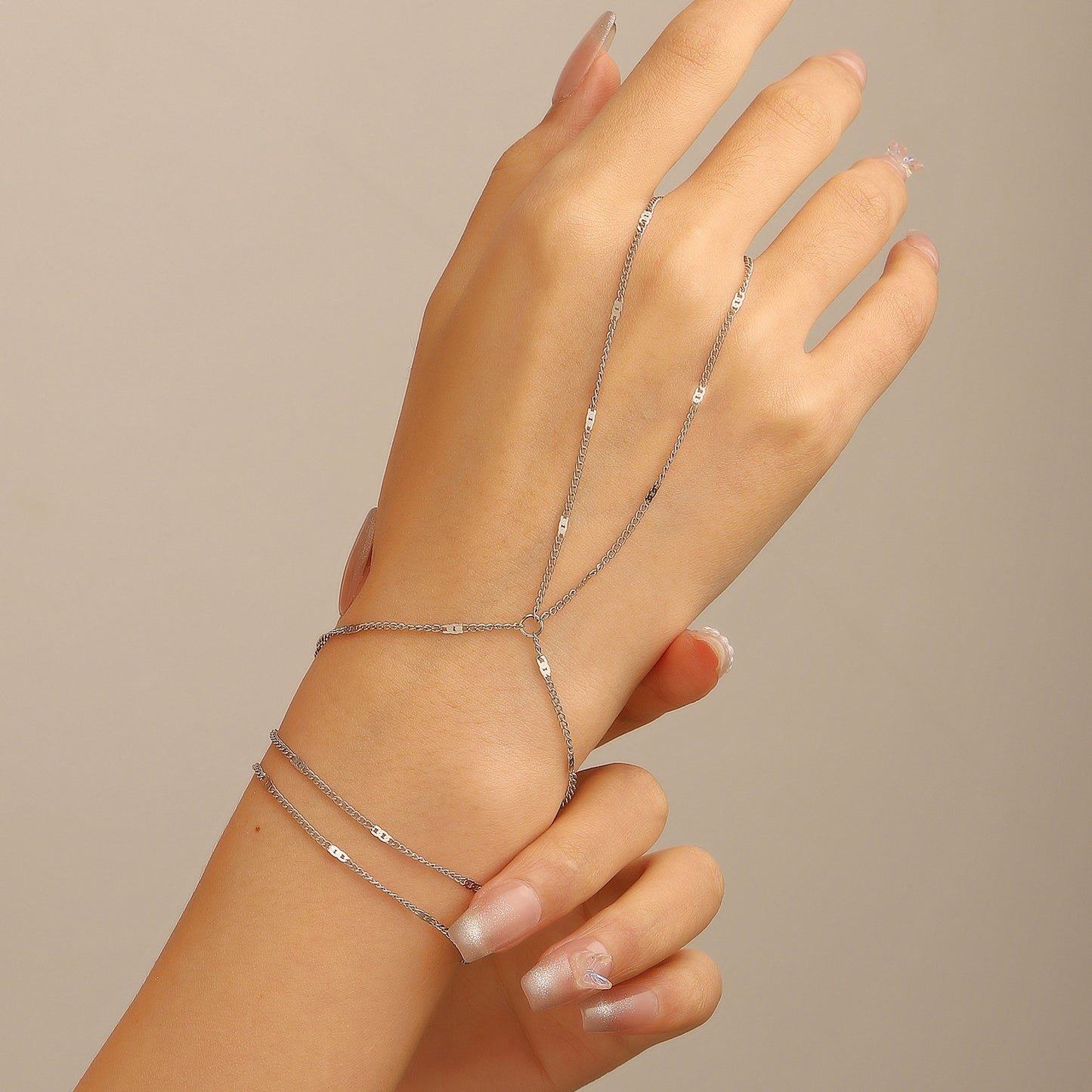 Butterfly Love Pearl Finger Hip Hop Exaggerated Bracelets