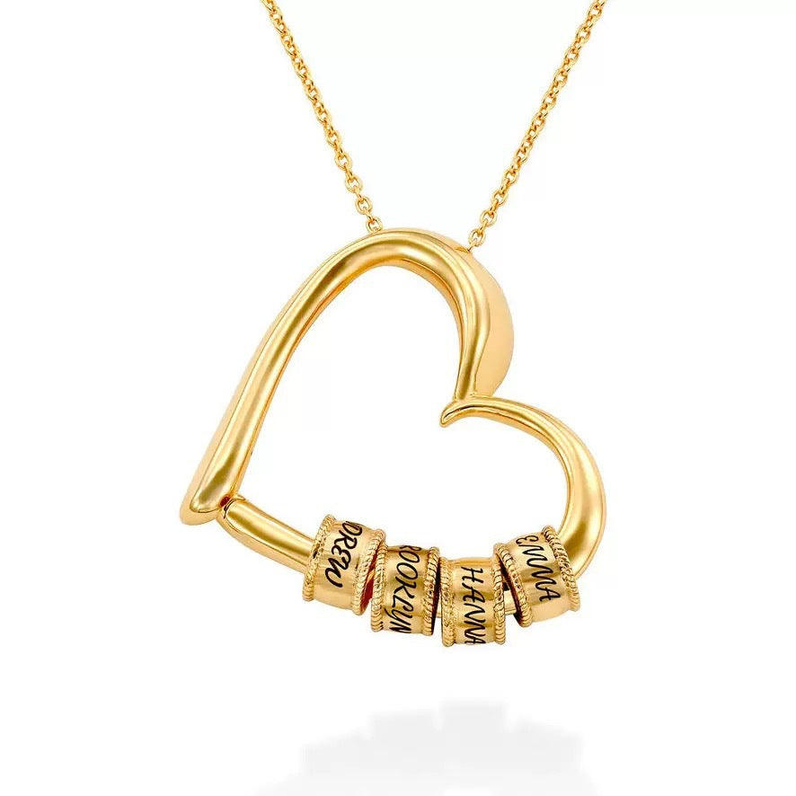 Women's Shaped Love Inscription Personalized Name Beaded Mother's Day Necklace