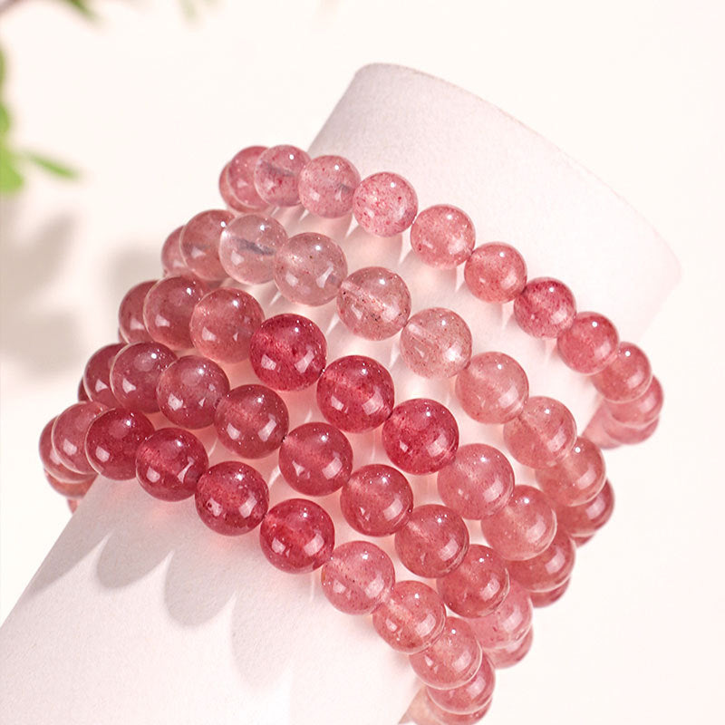 Women's Red Gradient Strawberry Crystal String Beads Bracelets