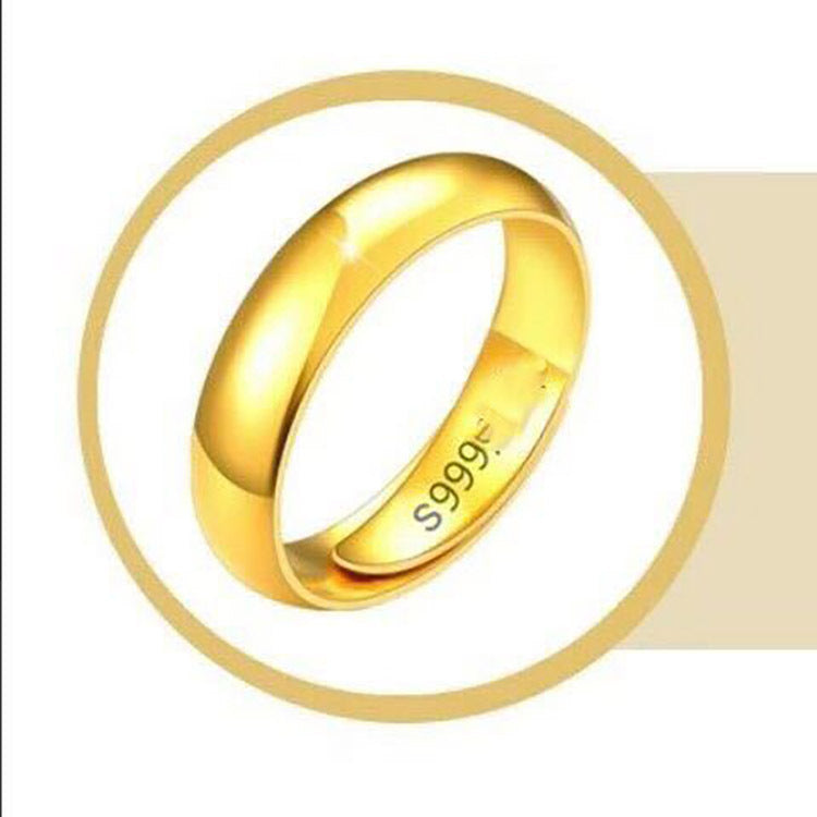 Women's & Men's Stall Alluvial Gold Smooth Opening Gold-plated Ring