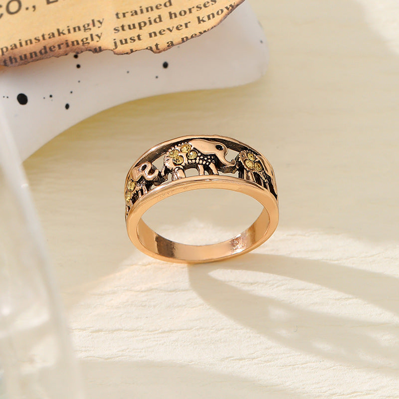 Retro Personalized Fashion Animal Couple Hollow Ancient Rings