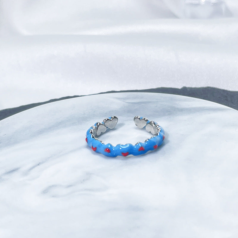 Female Niche Irregular Blue Series Simple Refined Stylish Versatile Rings