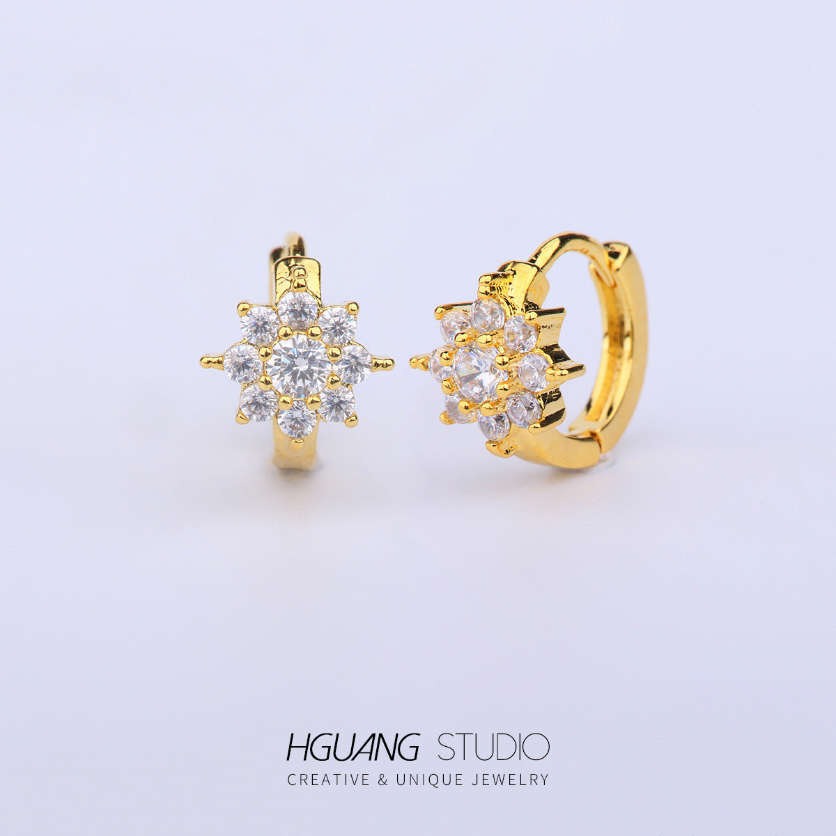 Gold Micro Inlaid Zircon Ear Bone Butterfly Crown Heart-shaped Earrings