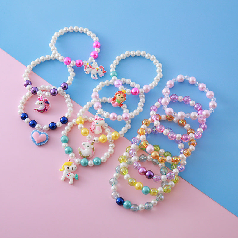 Cute Cartoon Transparent Beads Imitation Pearl Bracelets