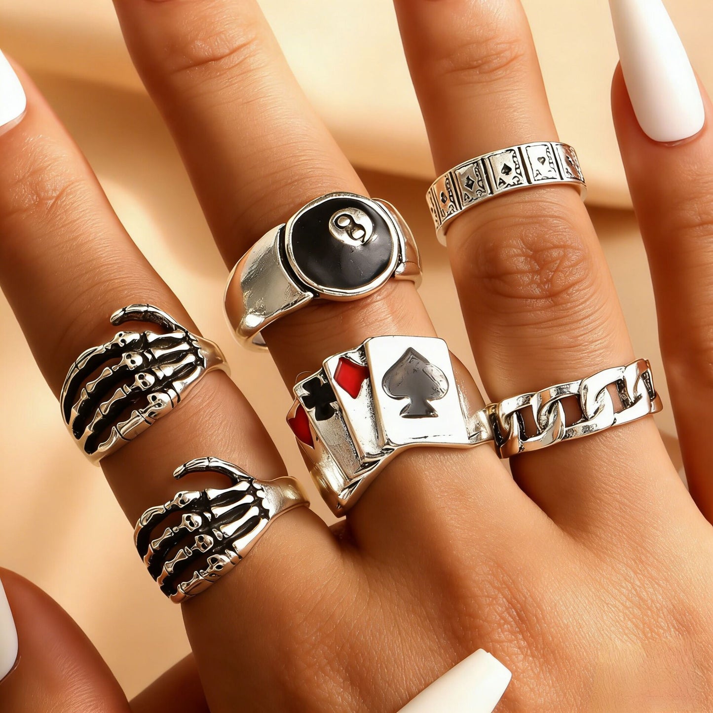 Creative Retro Dark Personality Spider Snake Bat Skull Double-headed Hip Rings