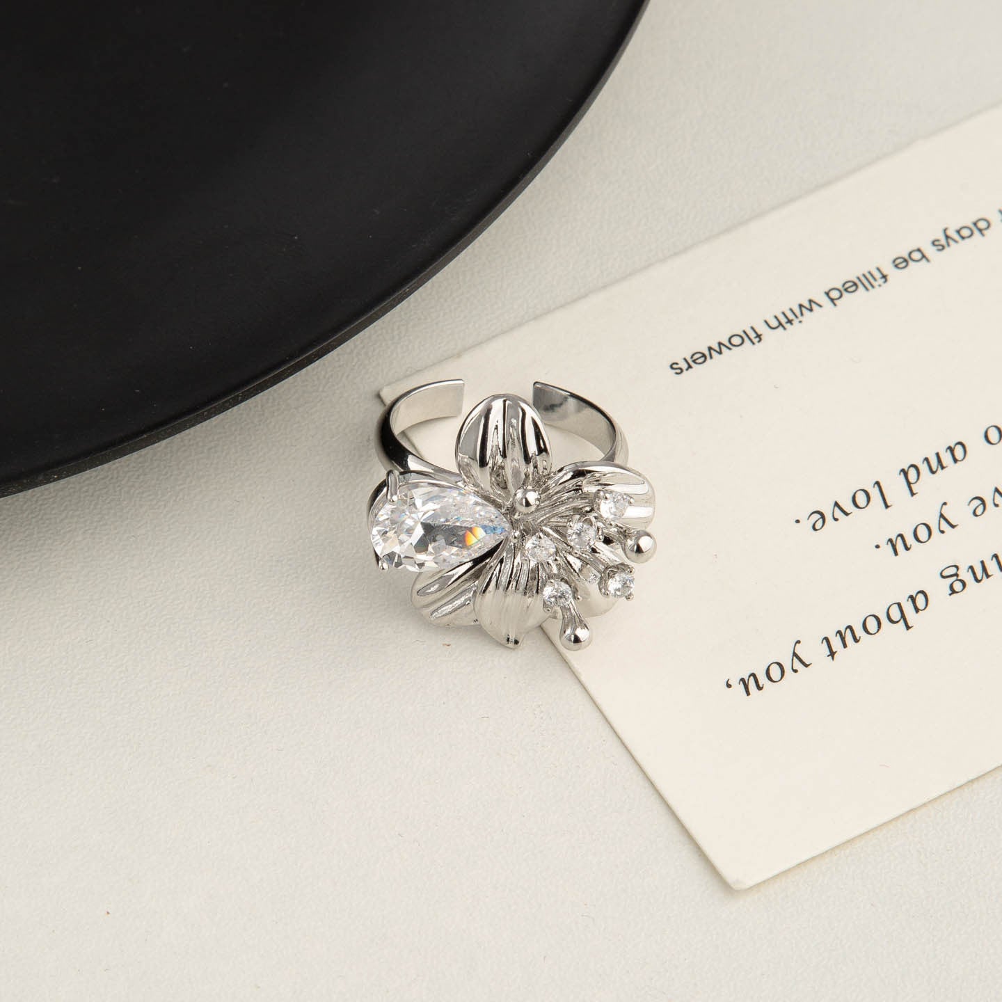 Zircon Starry Female Unique Refined Stylish Versatile Niche Opening Ring