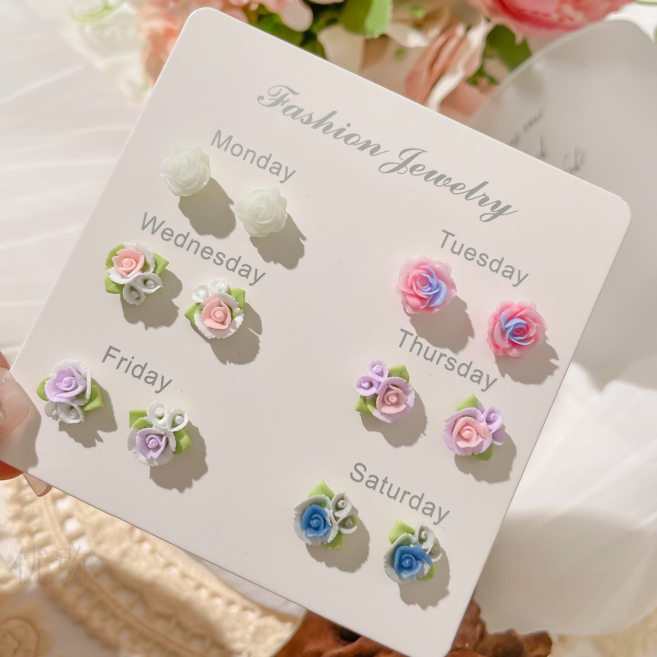 Fresh Macaron Colorful Camellia Simple Beanie Female Earrings