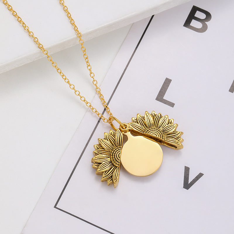 Sunflower Stainless Steel Round Board Blank Necklaces