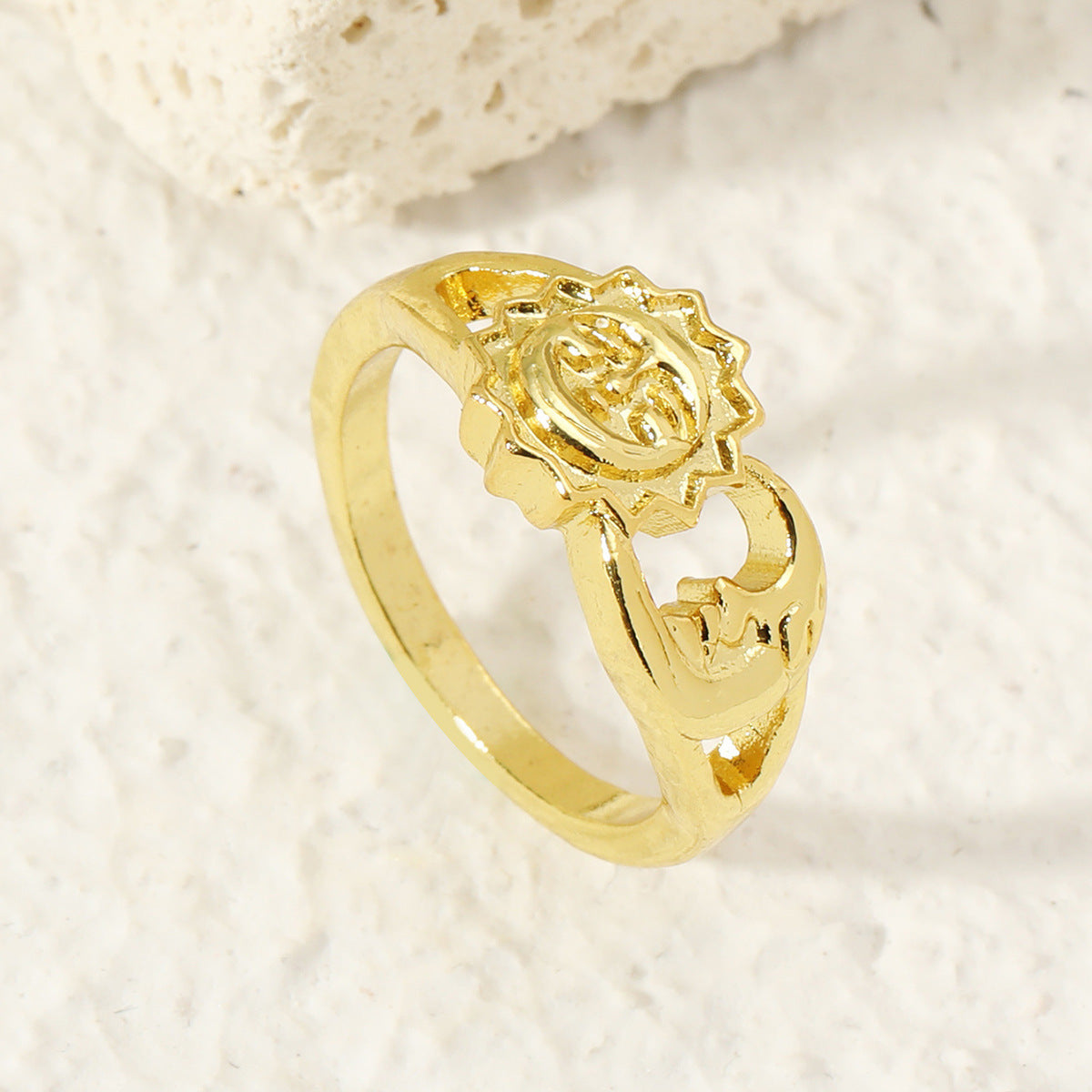 Personality Retro Design Sun Moon Twin Rings