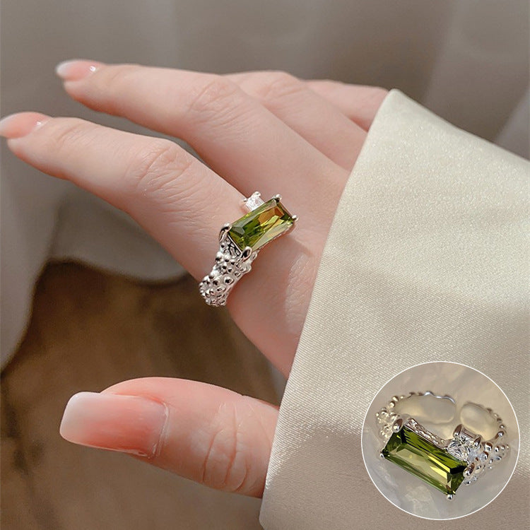 Female Korean Chic Unique Geometric Grid Sier Rings