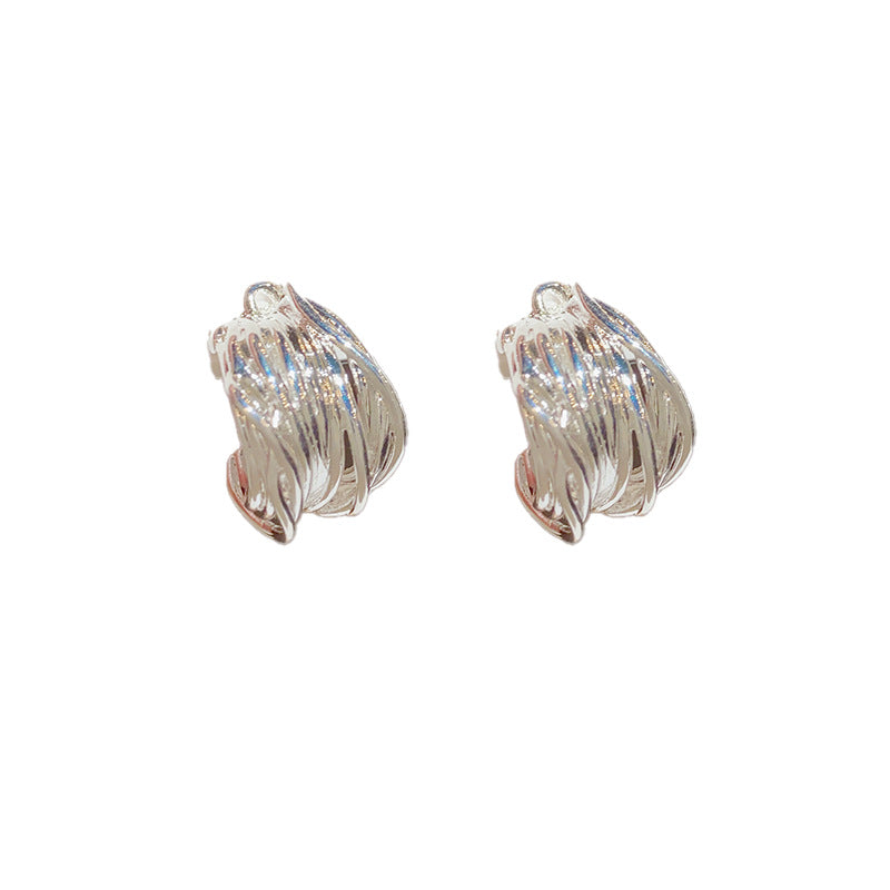 Sier Needle Light Luxury Winding Ear Female Earrings