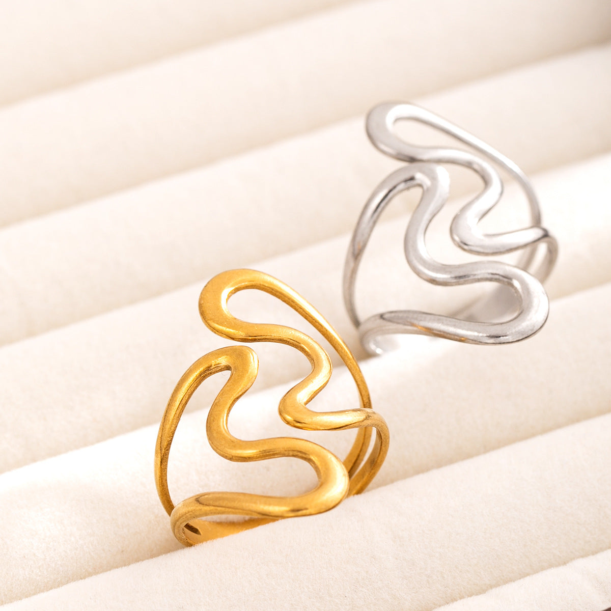 Heart-shaped Stainless Steel Open Geometric Titanium No Ring