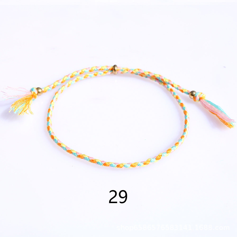 Women's & Men's Colorful Cotton String Friendship Copper Bead Bracelets