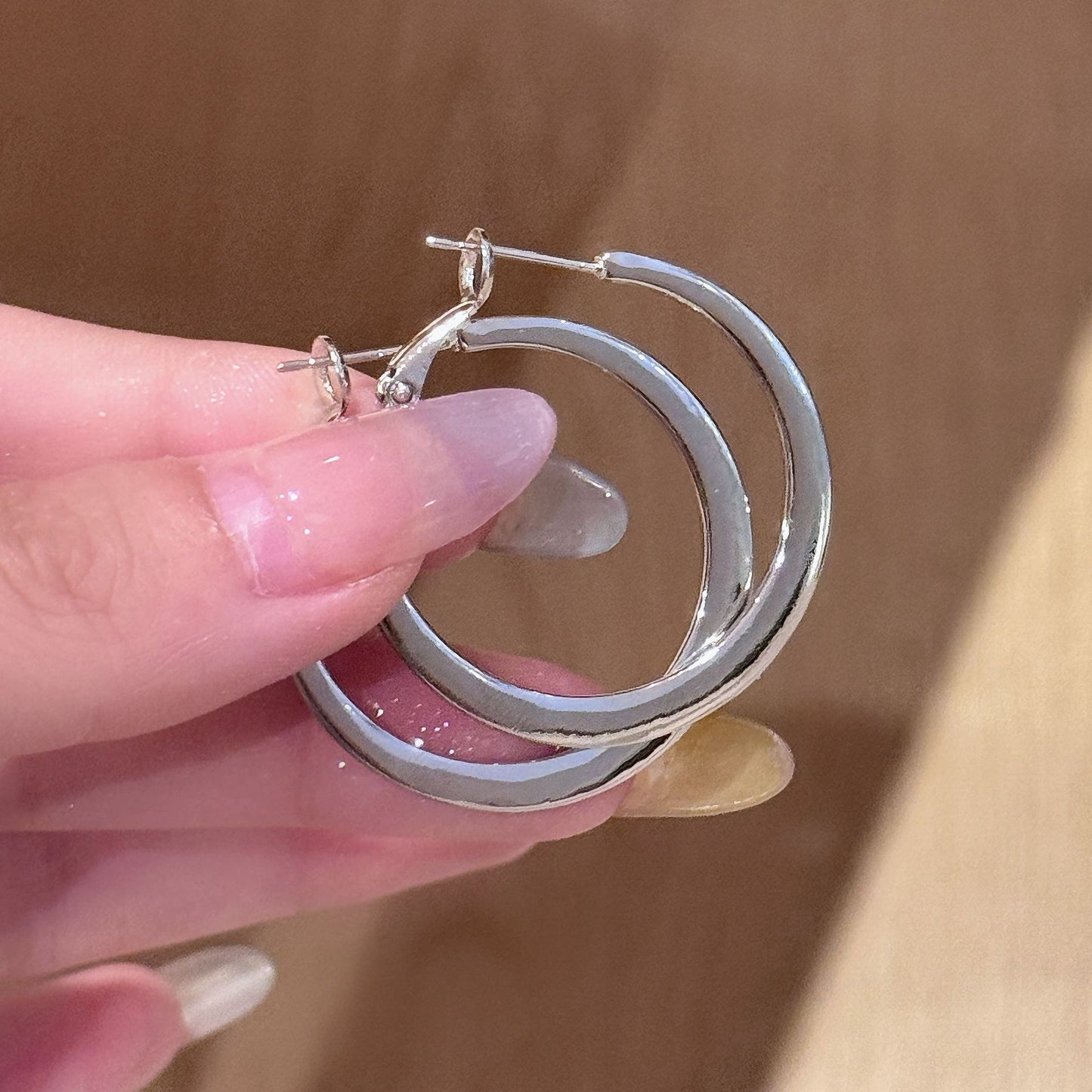 Trendy Elegant Circle Fashion Sier Cold Earrings