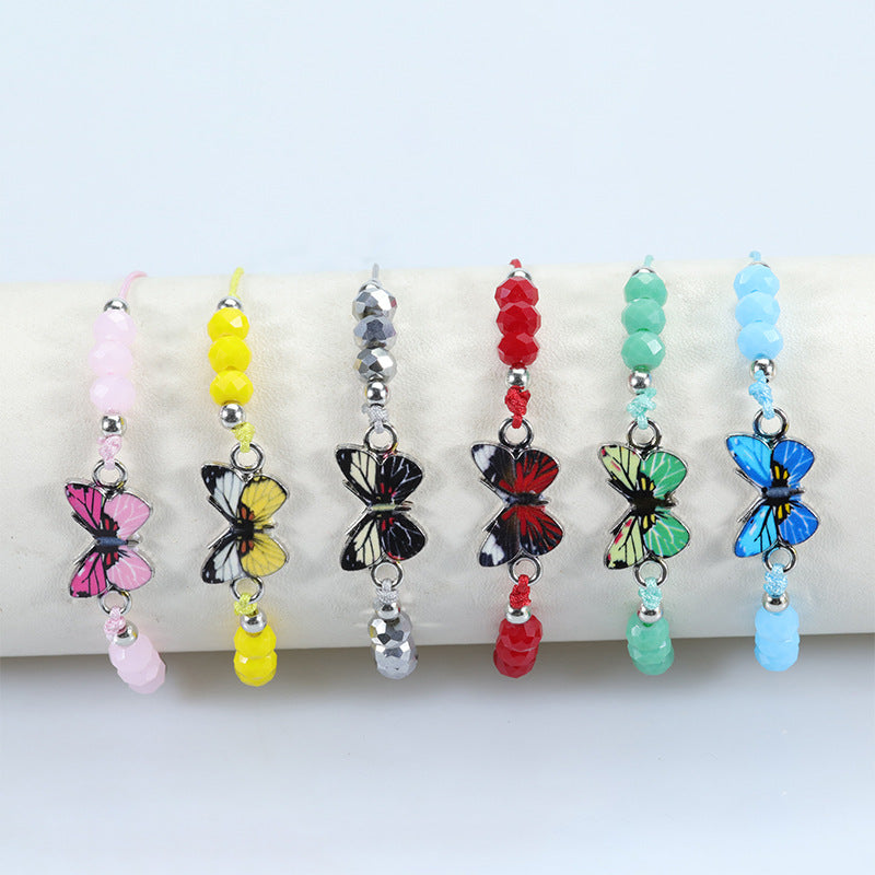 Crystal String Beads Butterfly Summer Woven Bracelets