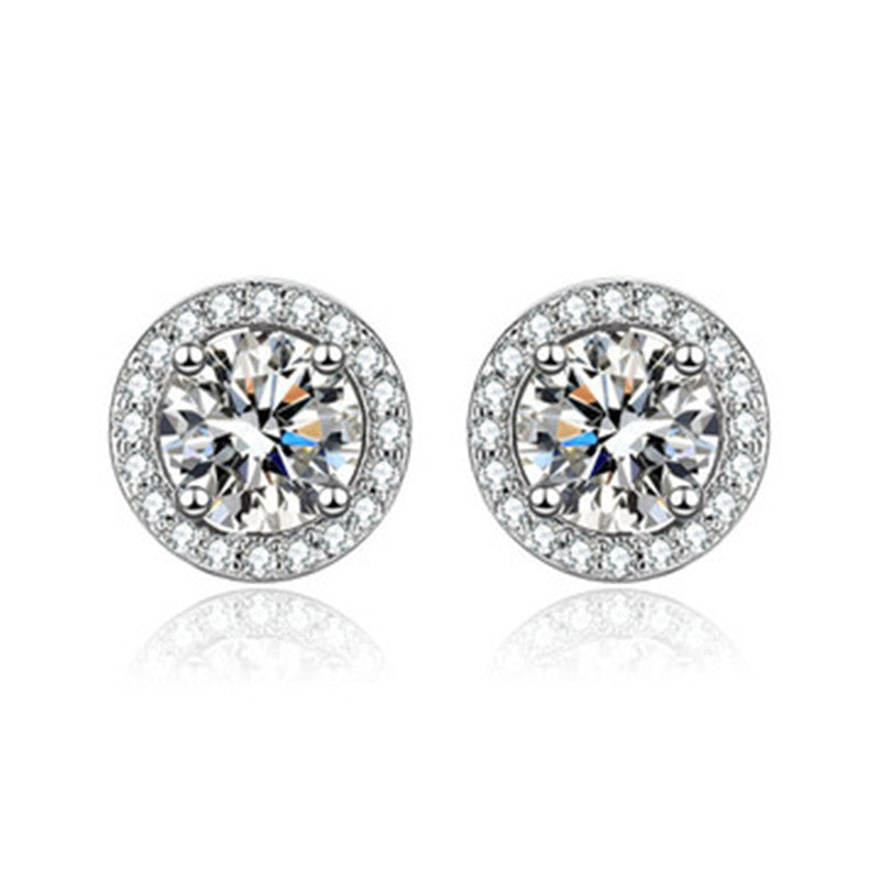 Women's Micro Inlaid Zirconium Princess Round Bag Earrings