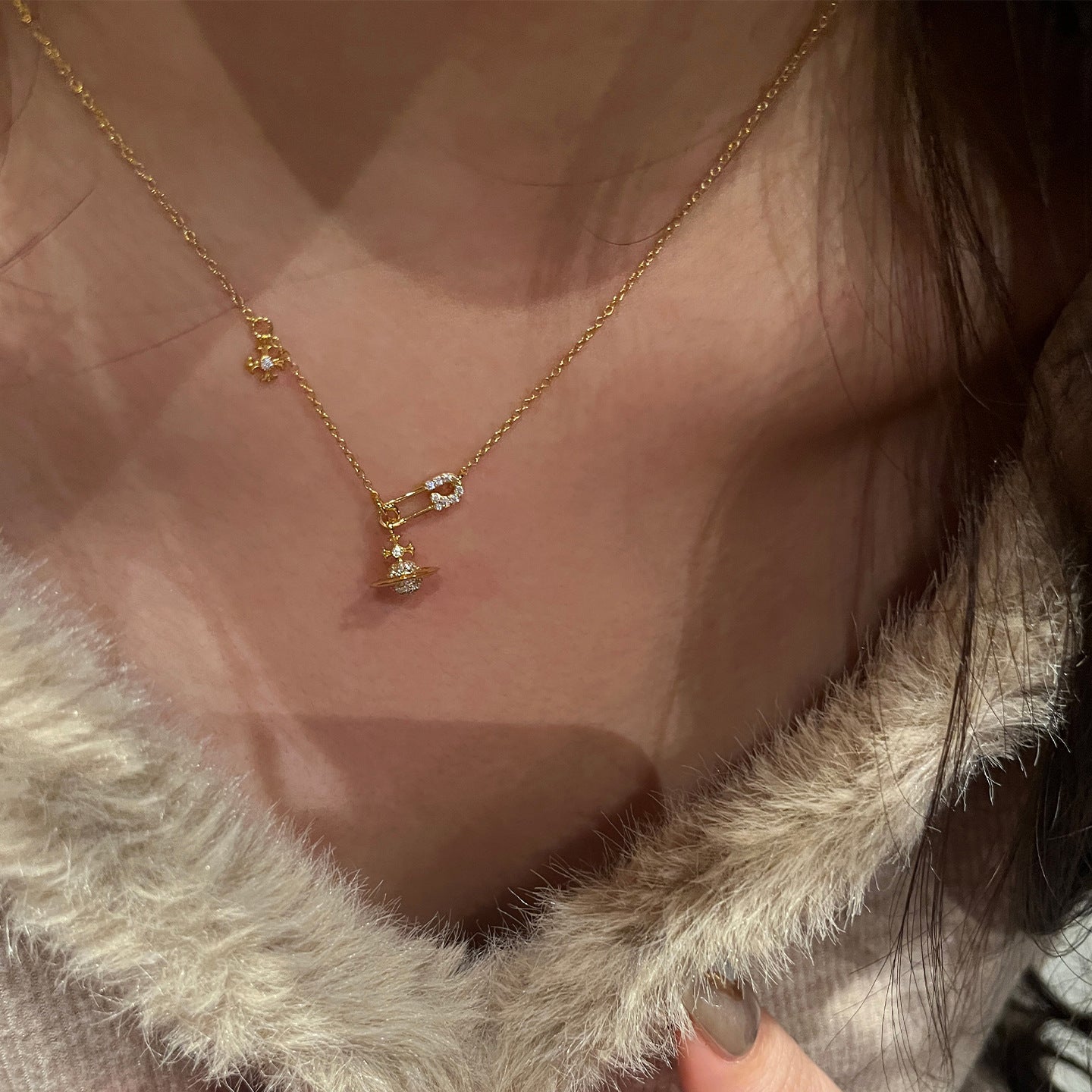 Live Broadcast Flower-de-luce Pin Planet Sier Necklaces