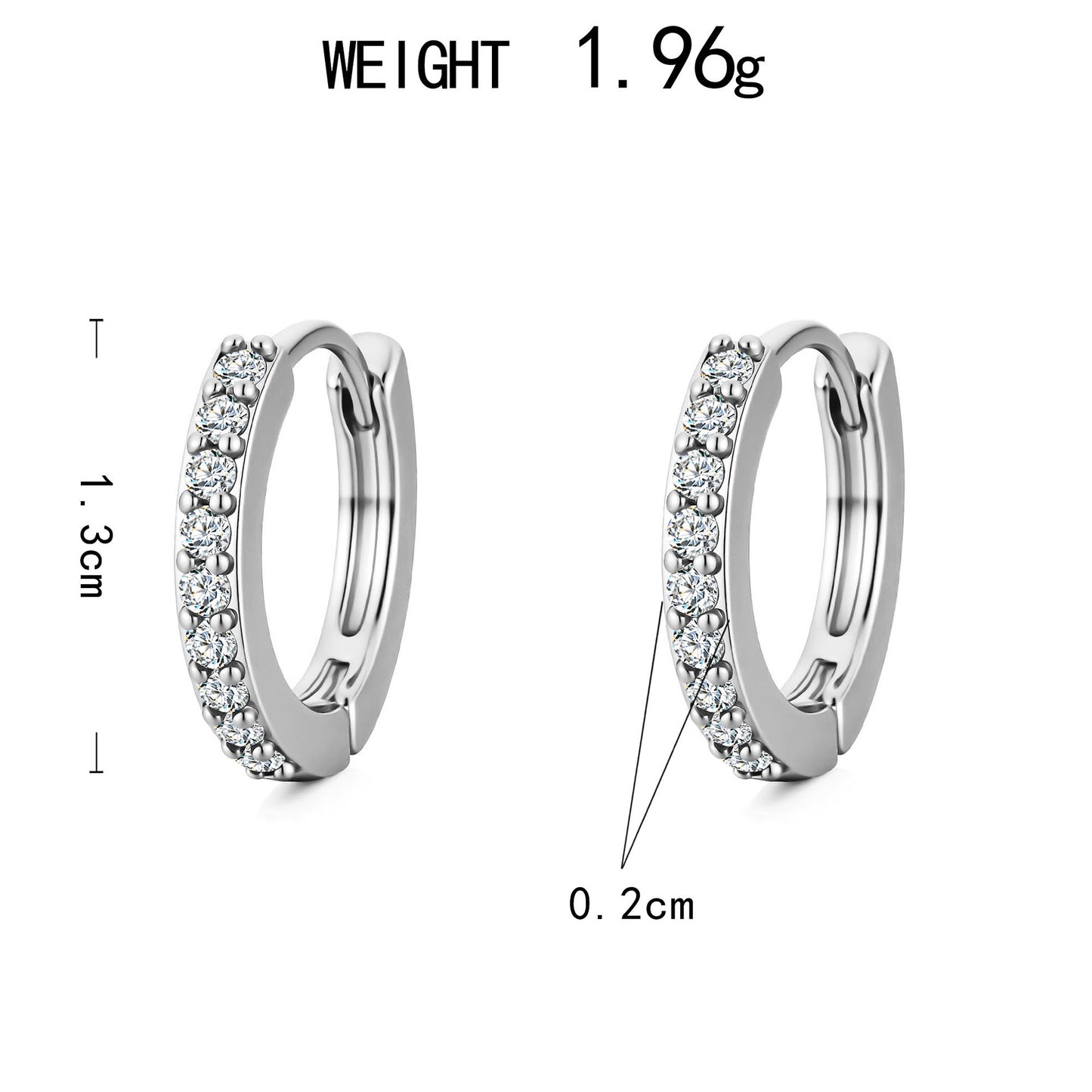 Circle Diamond Zircon Light Luxury Ear Stud Earrings