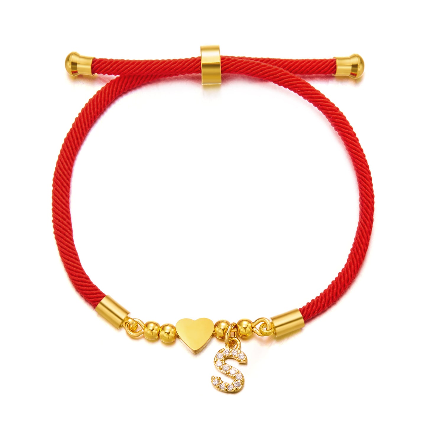 English Letter Fashion Red Rope Stainless Steel Bracelets