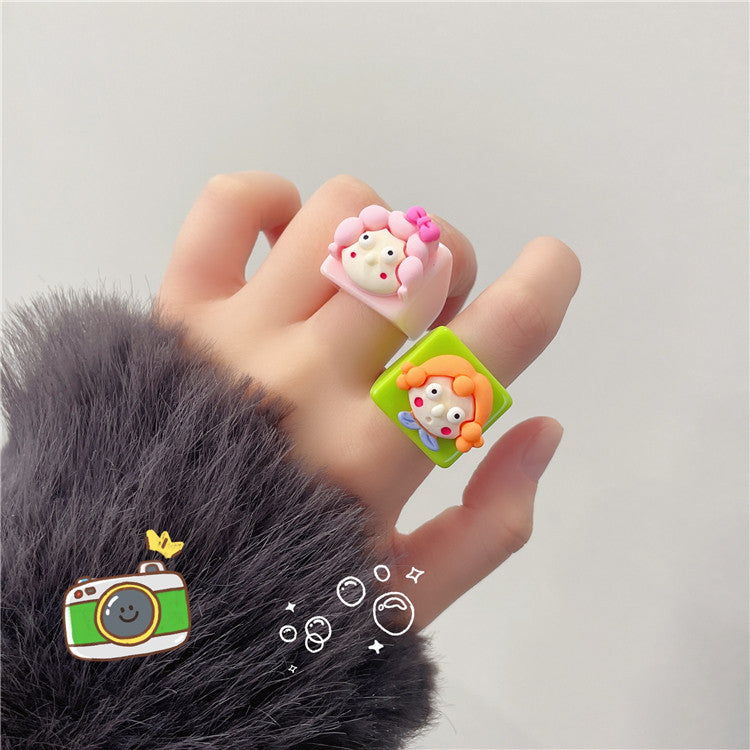 Children's Colorful Fun Exaggerated Funny Face Cute Rings