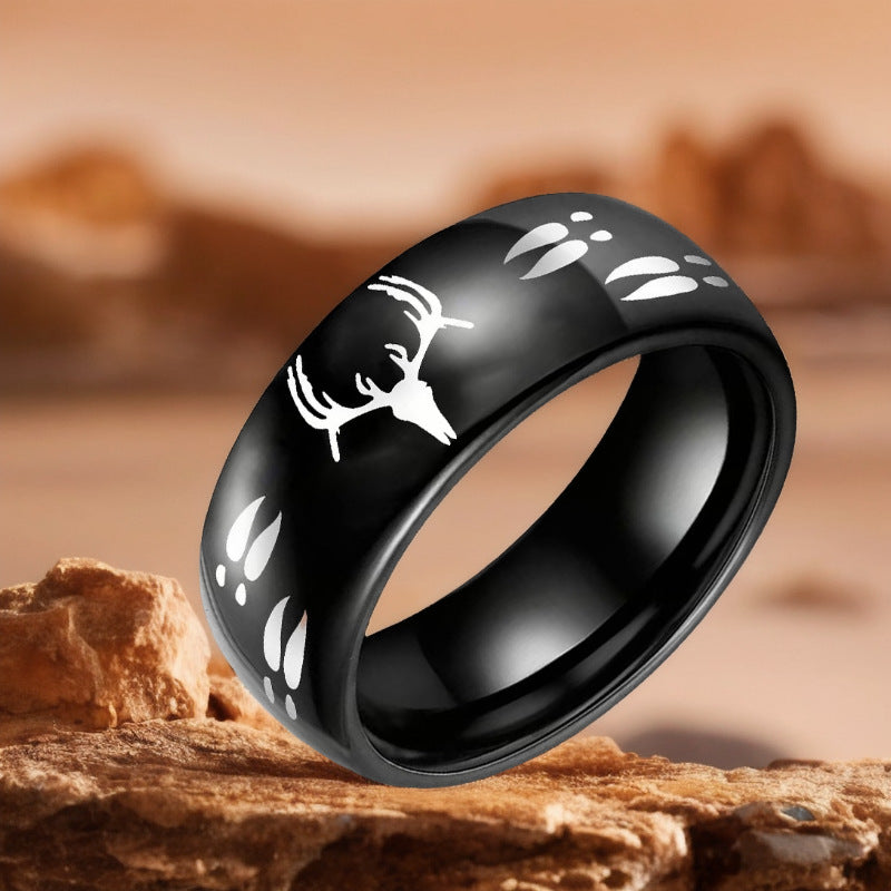 Men's Jewelry Deer Head Track Stainless Steel Rings