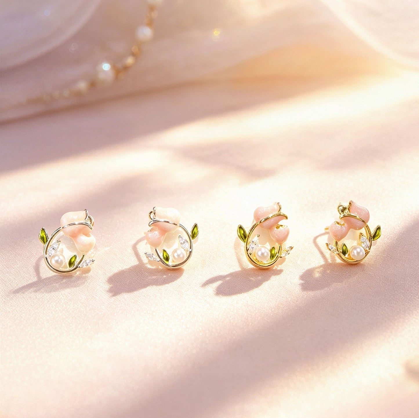 Tulip Female Beads Zircon Flower Auricular Needle Light Rings