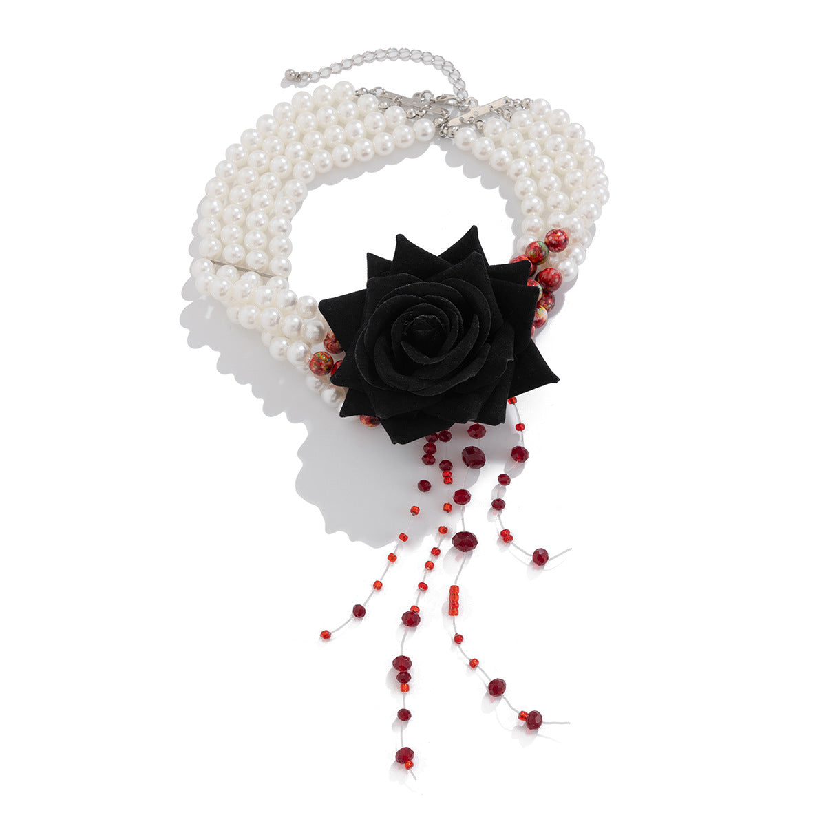 Pearl Personality Tassel Imitation Blood Drop Necklaces