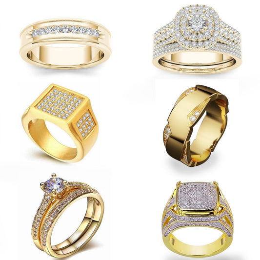 Ornament Popular Golden Single Combination Series Rings