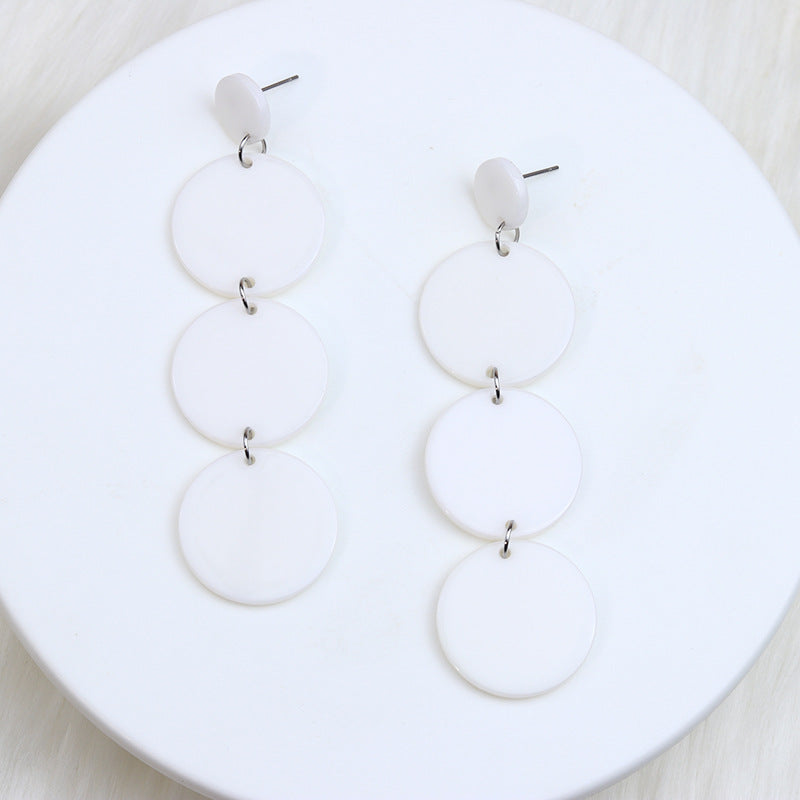 Women's Three-piece Stitching Round Piece Ear Retro Earrings