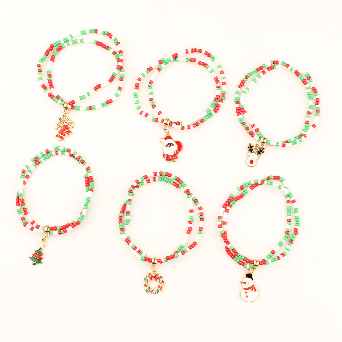 Creative Christmas Holiday Santa Claus Bell Beads Stringed Bracelets