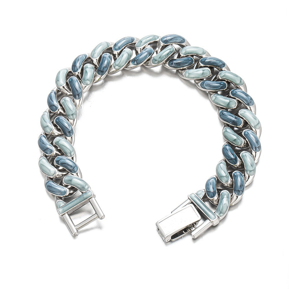 Women's & Men's Luxury Fashion Sky Blue Cuban Personality Bracelets