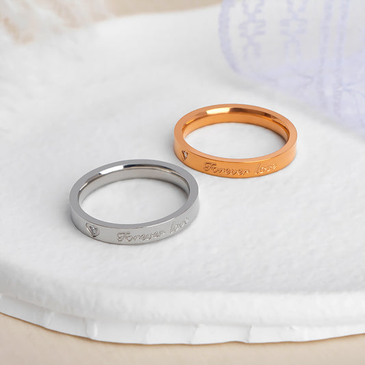 Steel Heart Shape With Diamond Female Rings