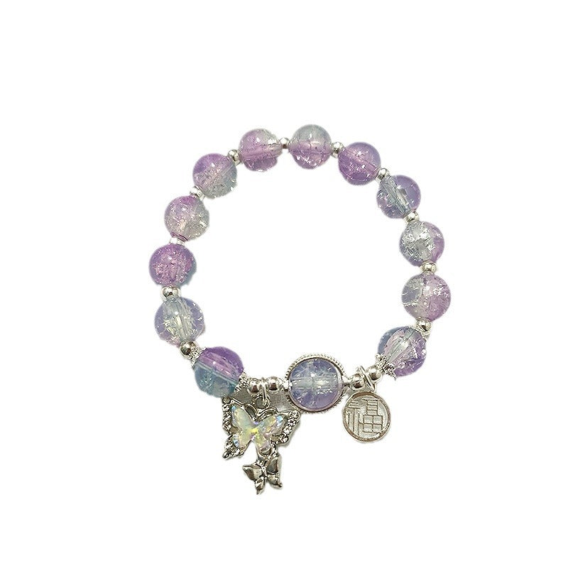 Offer Super Fairy Purple Blue Jade Broken Glass Butterfly Bracelets