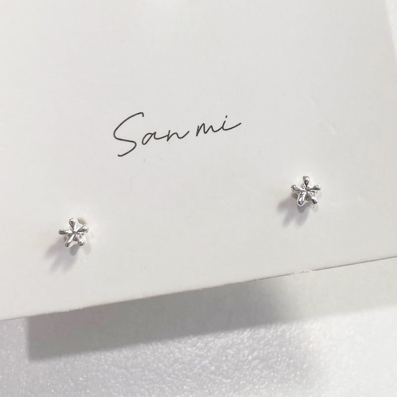 Fresh Plain Sier Plated Bow Female Small Simple Stud Earrings