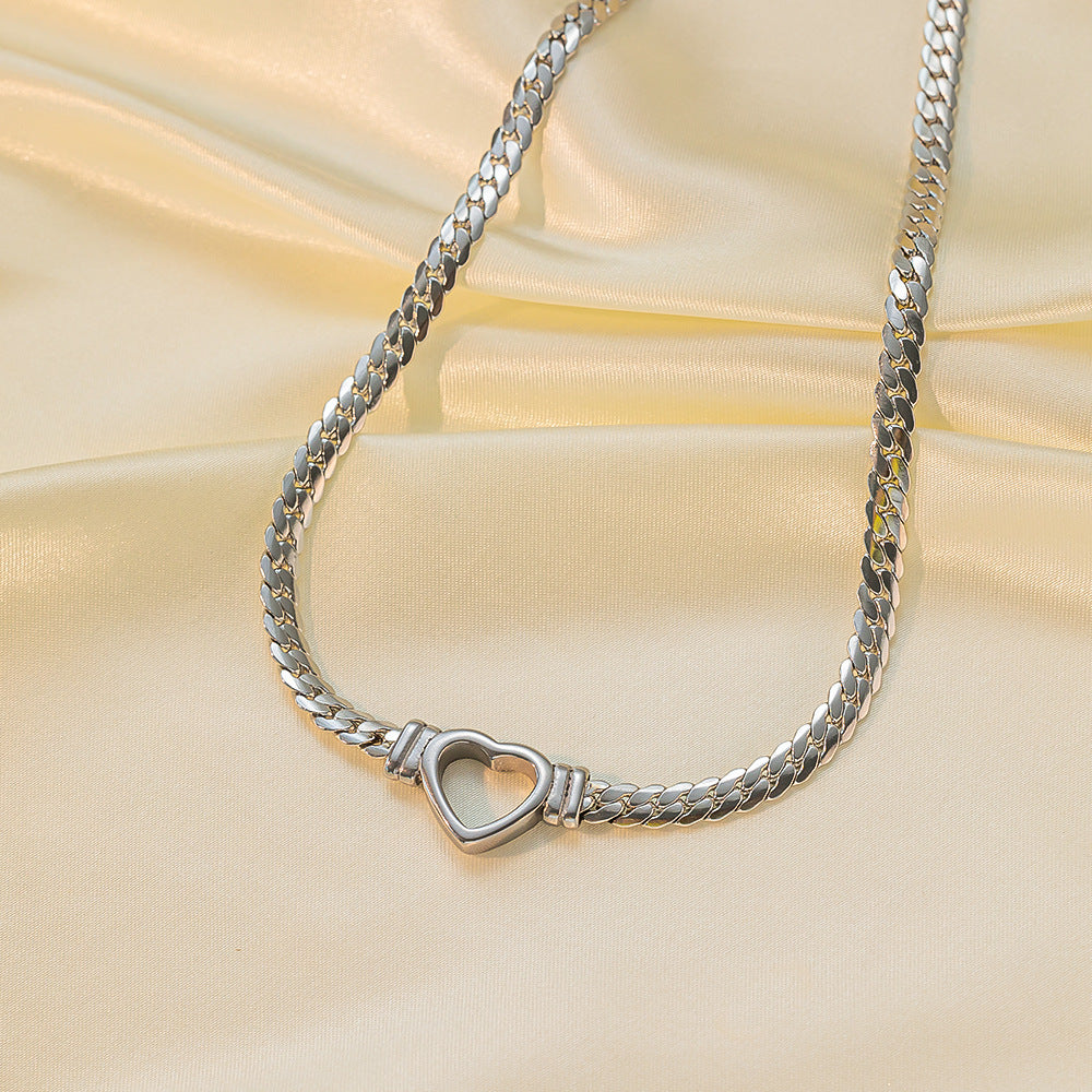 Women's Heart-shaped Stainless Steel For High-grade Golden Peach Heart Necklaces