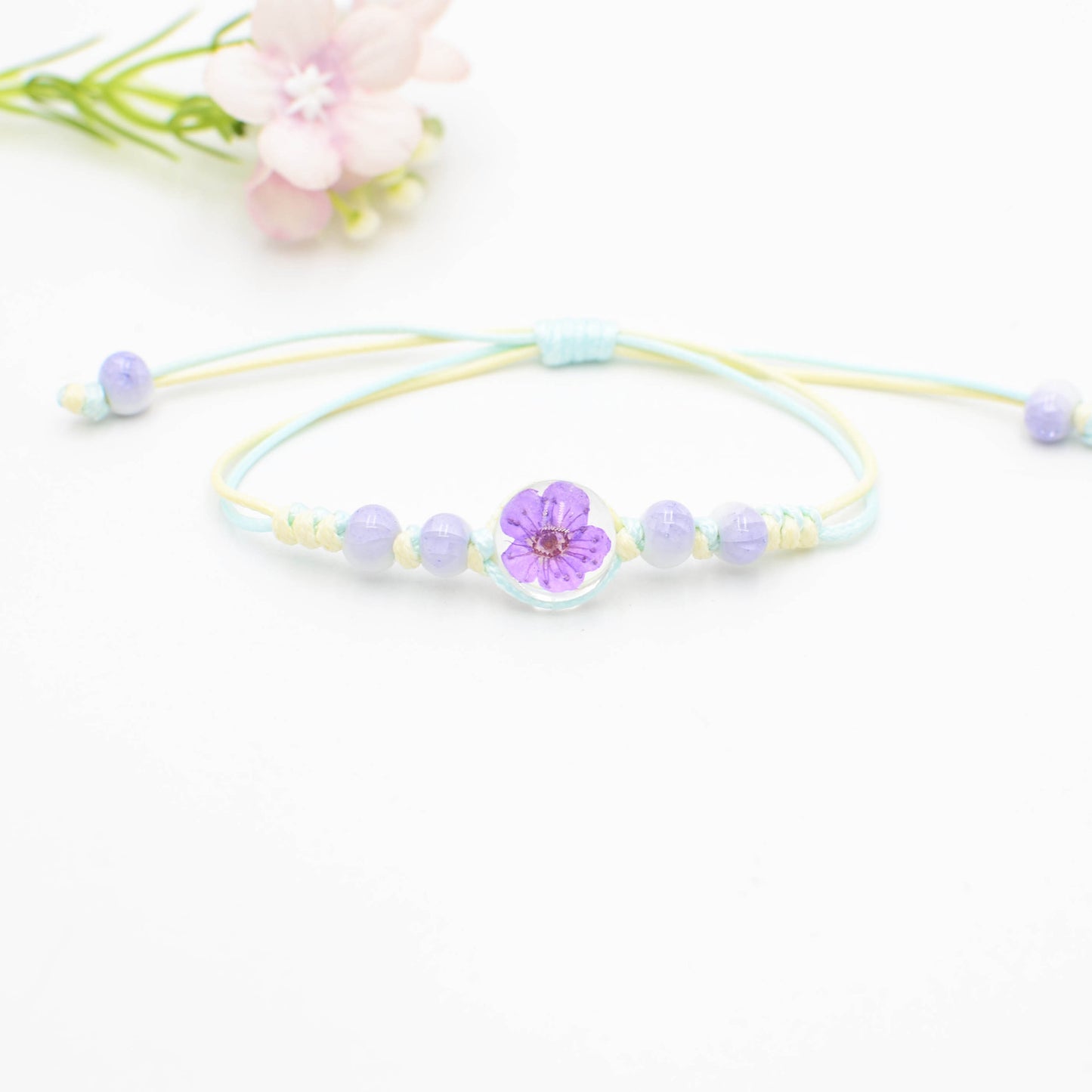 Glass Bead Real Specimen Cherry Blossom Bracelets