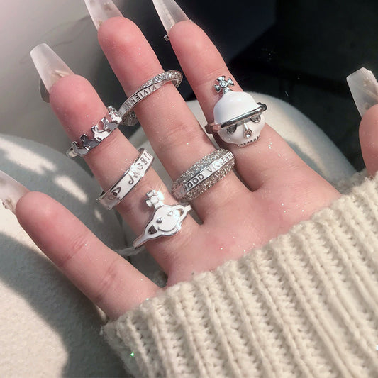 Cream Style Niche Design Personality Cartoon Creative Rings