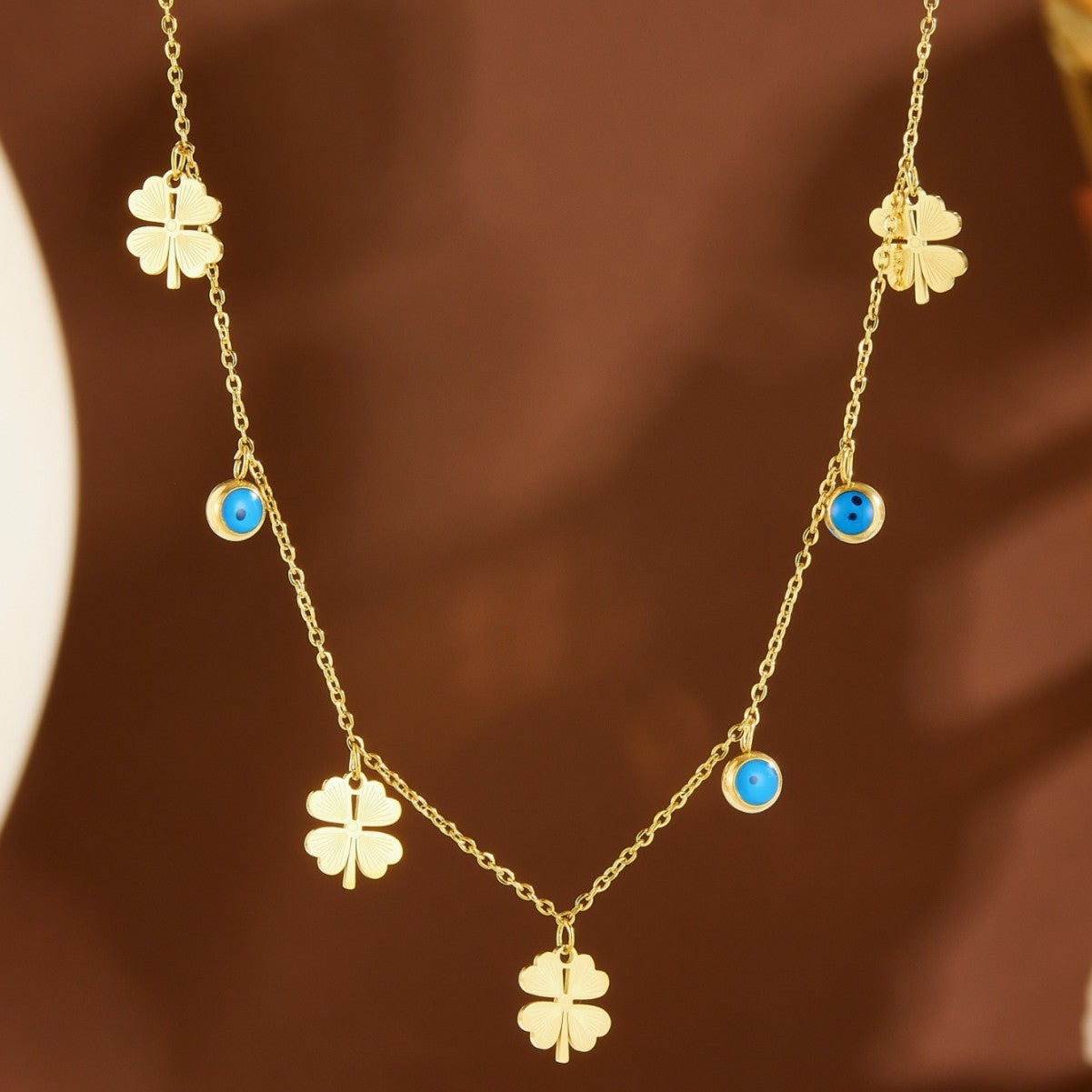 Women's French Stainless Steel Drop-shaped Color Zircon Flower Simple Necklace