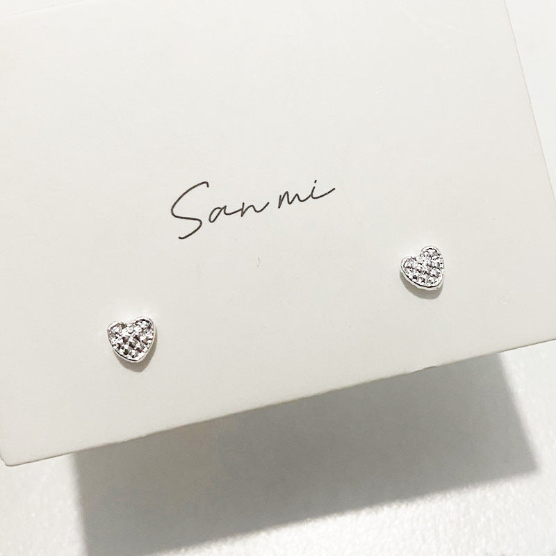 Fresh Plain Sier Plated Bow Female Small Simple Stud Earrings